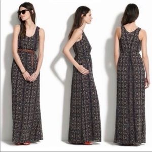 MADEWELL Sleeveless Geo Lace Print Maxi Dress with Side Slits